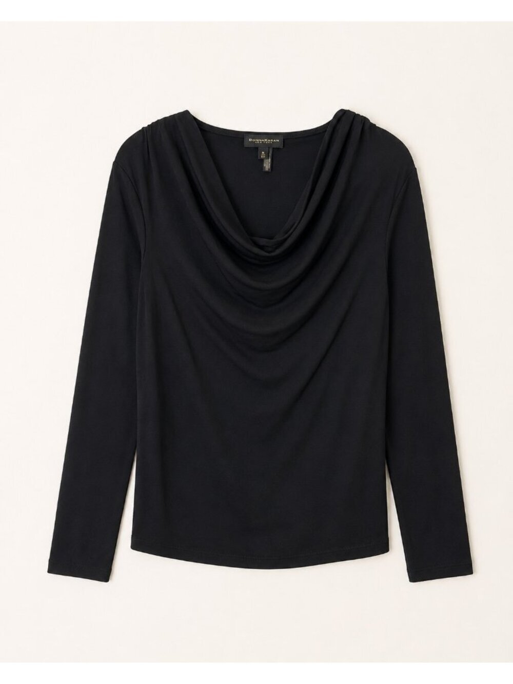 Donna Karan New York Black Cowl Neck Long Sleeve Top XL